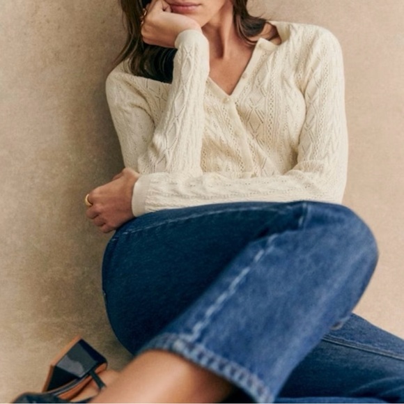 Sezane Cream Cable Knit Sweater - Picture 2 of 7